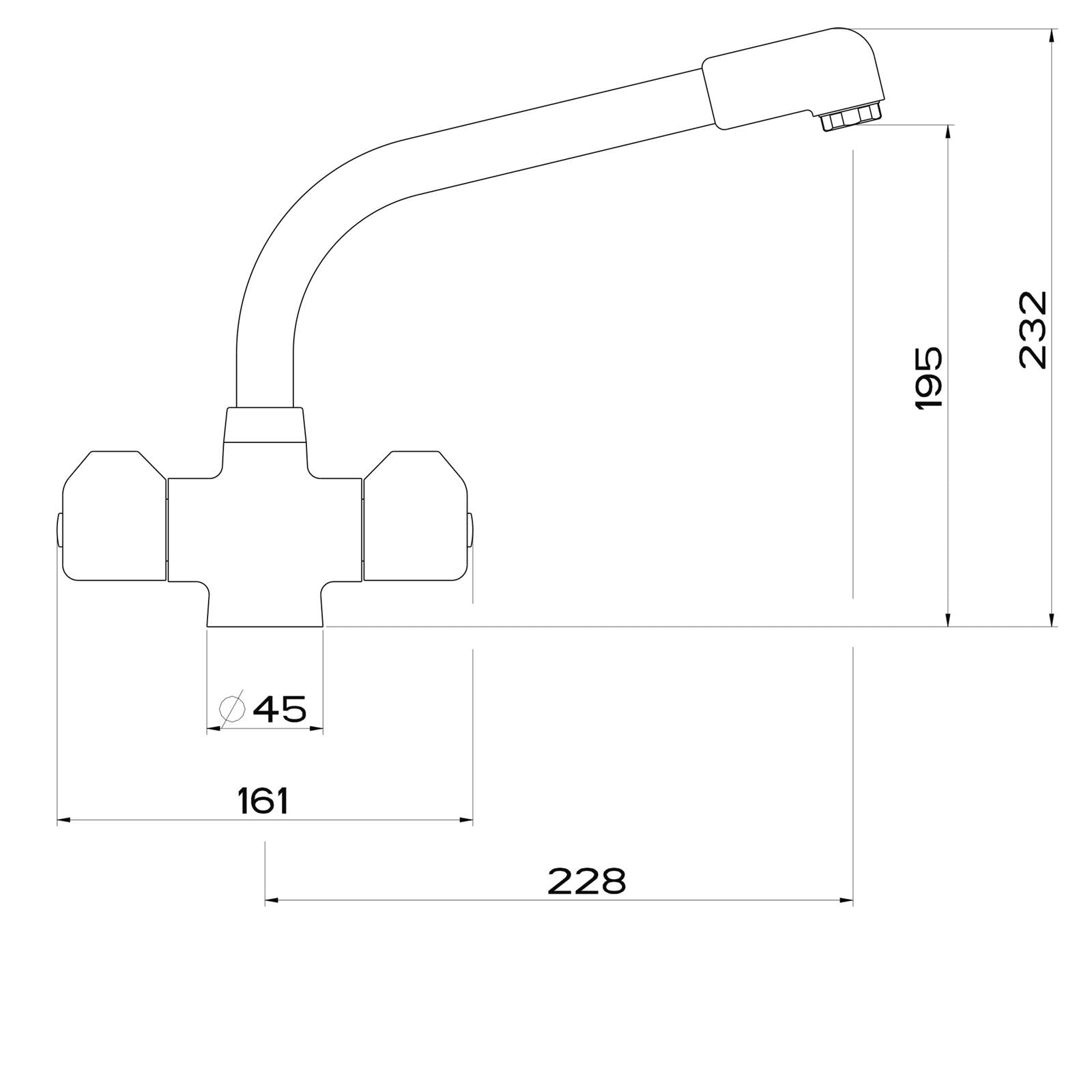 Franke Danube Traditional Twin Lever Swivel Spout Mono Mixer Chrome Kitchen Tap
